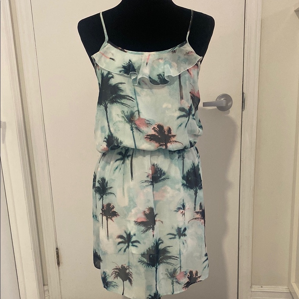 SUZY SHIER Tropical Print Sleeveless Dress with elastic waist Size Small